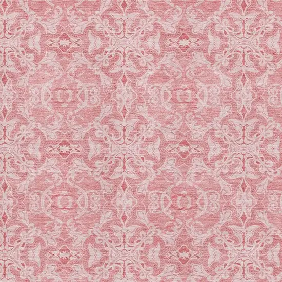 Pink And Ivory Medallion Washable Area Rug With UV Protection Photo 3