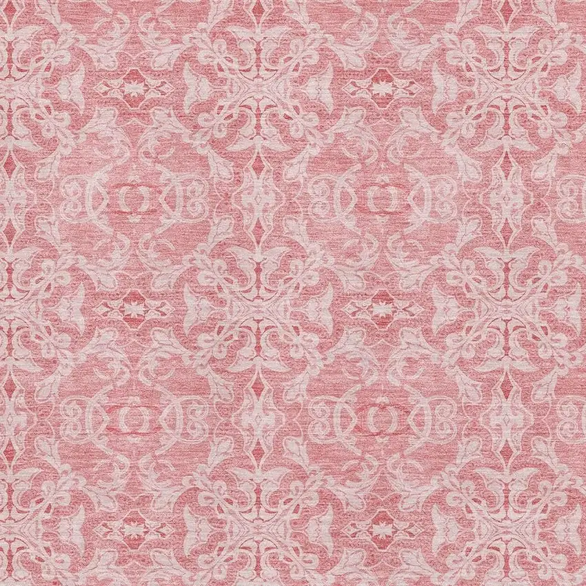 Pink And Ivory Medallion Washable Area Rug With UV Protection Photo 3
