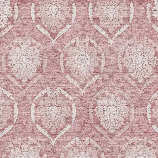Pink And Ivory Medallion Washable Area Rug With UV Protection Photo 3