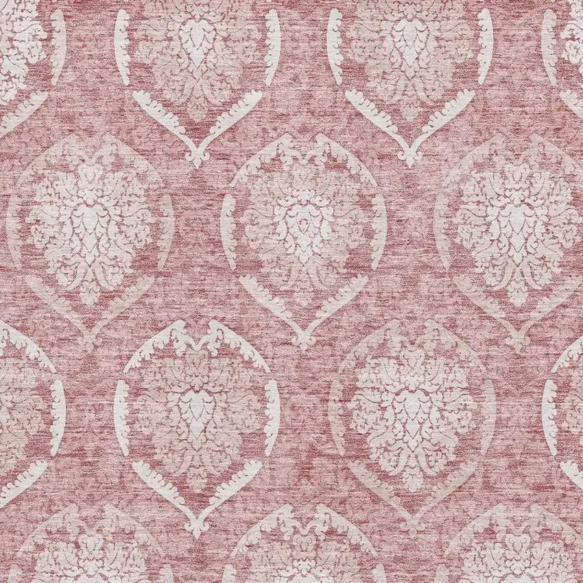 Pink And Ivory Medallion Washable Area Rug With UV Protection Photo 3