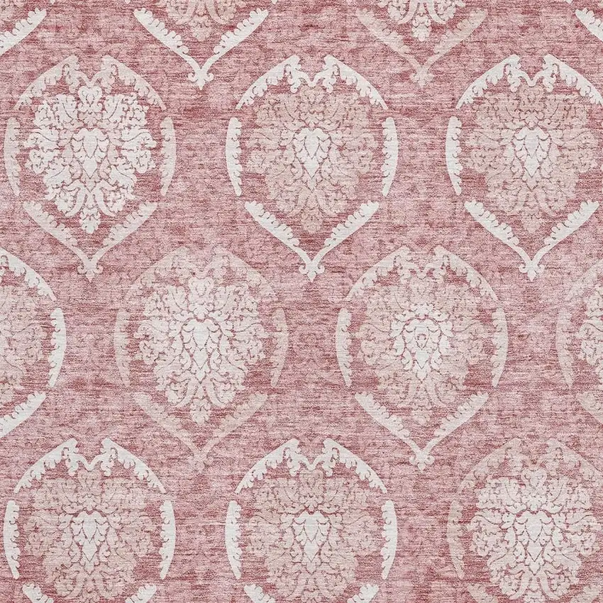 Pink And Ivory Medallion Washable Area Rug With UV Protection Photo 3