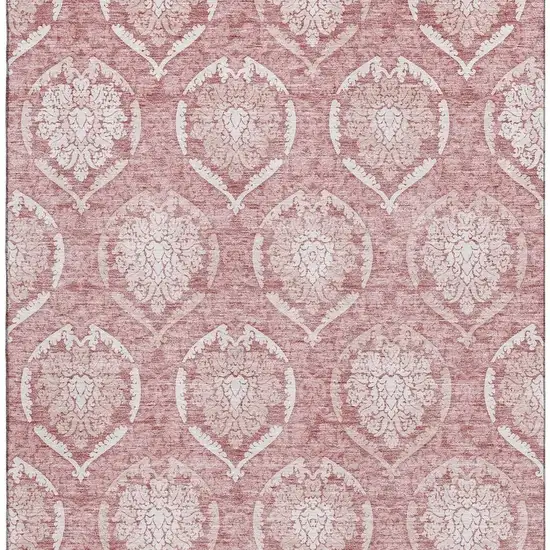 Pink And Ivory Medallion Washable Area Rug With UV Protection Photo 4
