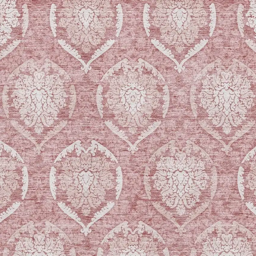 Pink And Ivory Medallion Washable Area Rug With UV Protection Photo 3