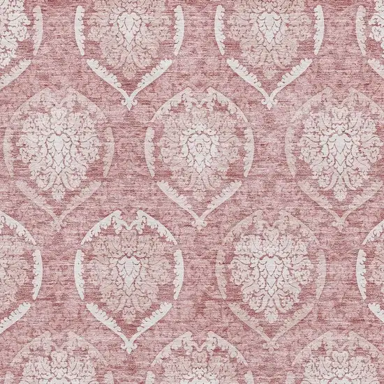 Pink And Ivory Medallion Washable Area Rug With UV Protection Photo 3