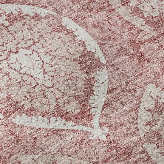 Pink And Ivory Medallion Washable Area Rug With UV Protection Photo 9