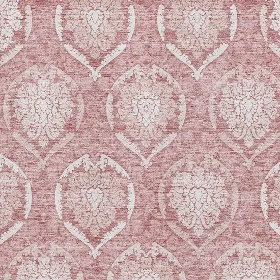 Pink And Ivory Medallion Washable Area Rug With UV Protection Photo 3