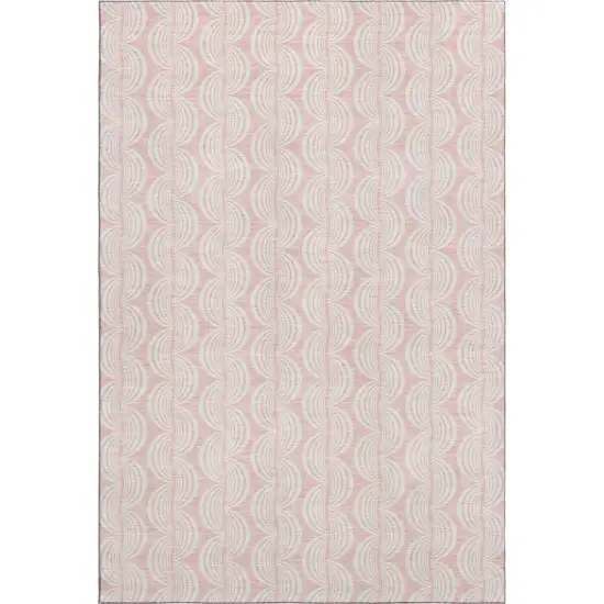 Pink And Ivory Ogee Washable Area Rug With UV Protection Photo 1