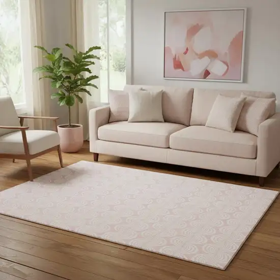 Pink And Ivory Ogee Washable Area Rug With UV Protection Photo 2