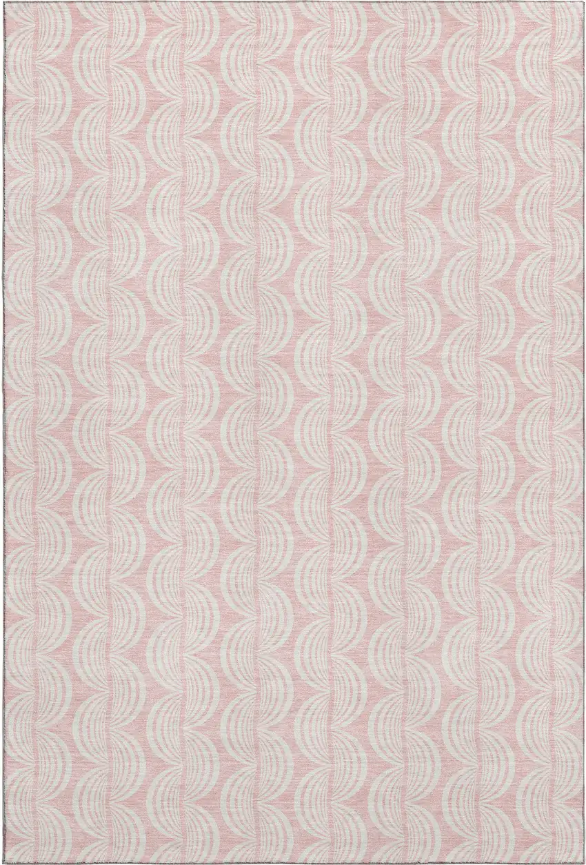 Pink And Ivory Ogee Washable Area Rug With UV Protection Photo 1