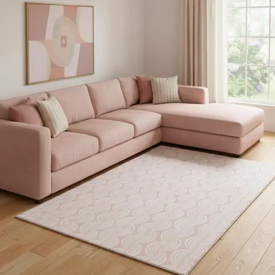 Pink And Ivory Ogee Washable Area Rug With UV Protection Photo 2