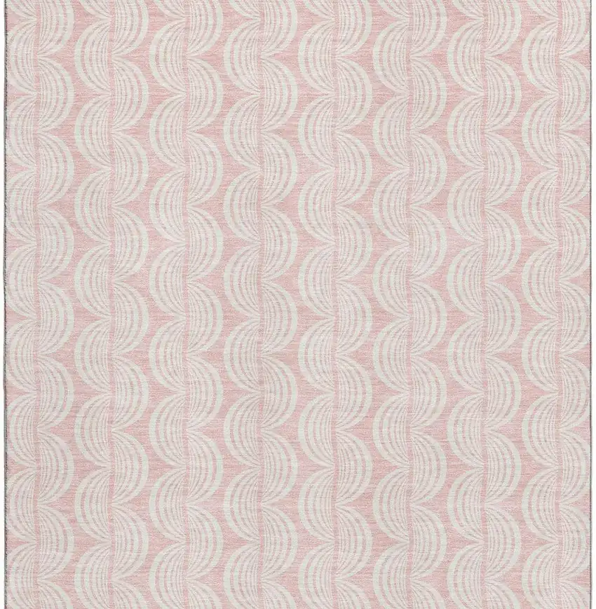 Pink And Ivory Ogee Washable Area Rug With UV Protection Photo 3