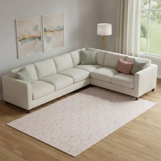 Pink And Ivory Ogee Washable Area Rug With UV Protection Photo 2