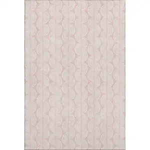 Photo of Pink And Ivory Ogee Washable Area Rug With UV Protection