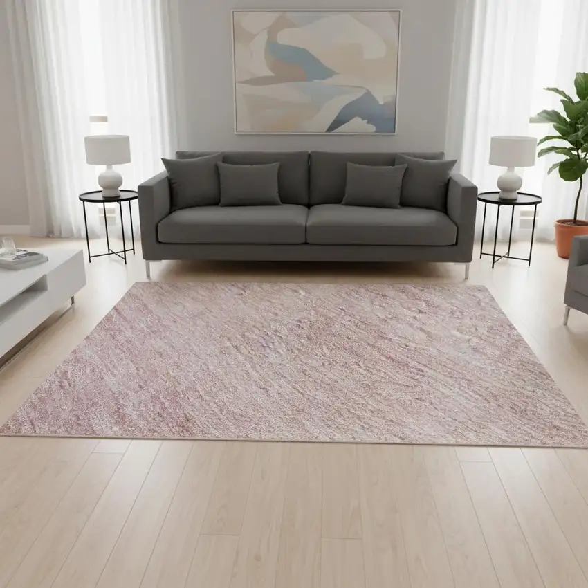 Pink And Ivory Ombre Washable Area Rug With UV Protection Photo 2