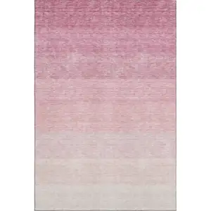 Photo of Pink And Ivory Ombre Washable Area Rug With UV Protection