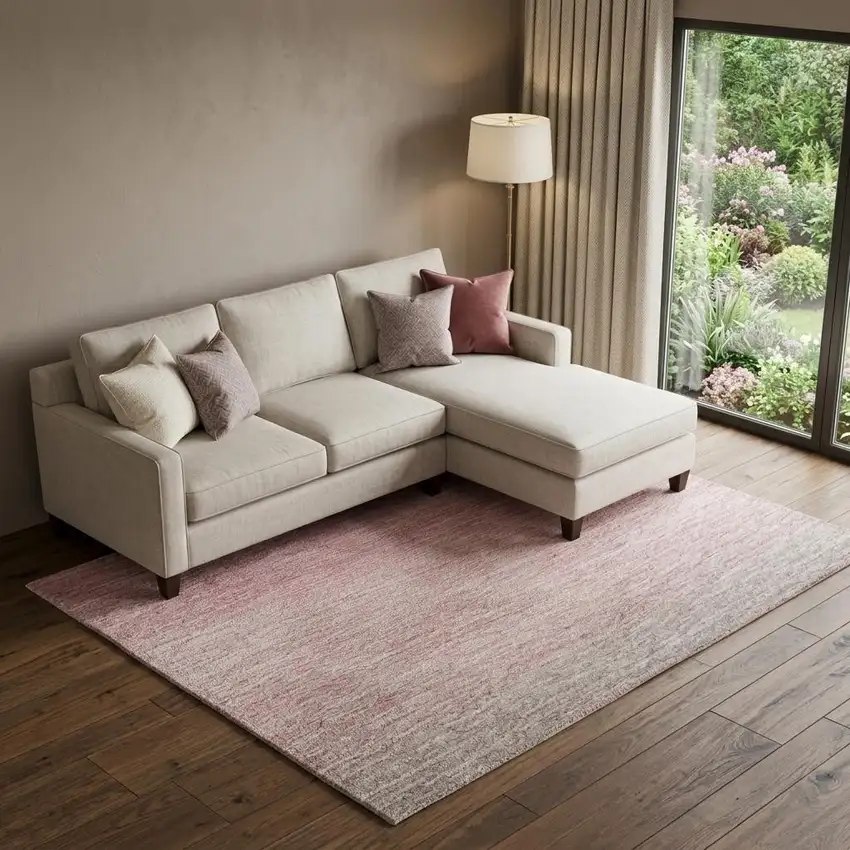 Pink And Ivory Ombre Washable Area Rug With UV Protection Photo 1