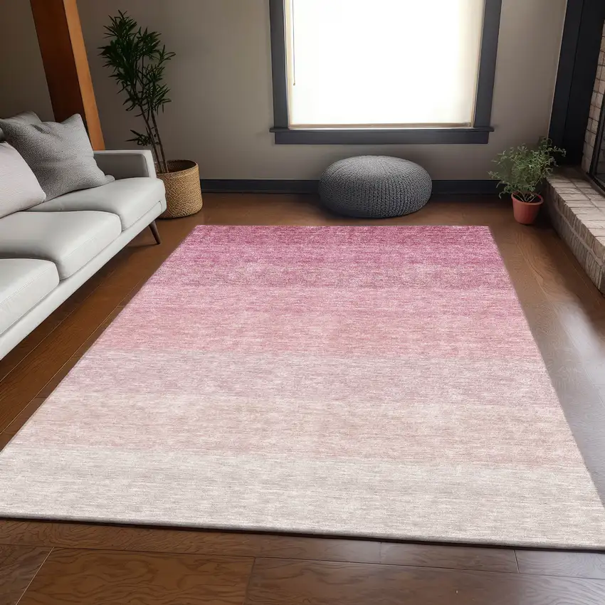 Pink And Ivory Ombre Washable Area Rug With UV Protection Photo 3