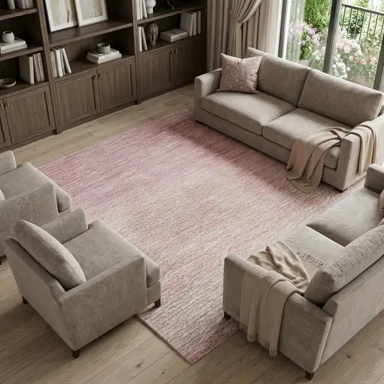 Pink And Ivory Ombre Washable Area Rug With UV Protection Photo 1