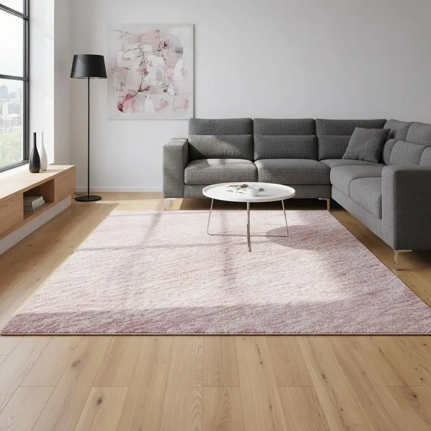 Pink And Ivory Ombre Washable Area Rug With UV Protection Photo 2