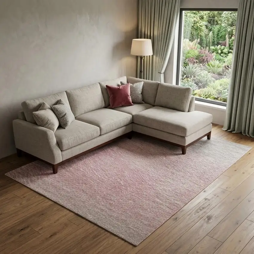 Pink And Ivory Ombre Washable Area Rug With UV Protection Photo 1