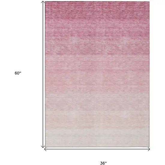 Pink And Ivory Ombre Washable Indoor Outdoor Area Rug Photo 3