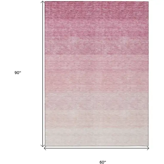 Pink And Ivory Ombre Washable Indoor Outdoor Area Rug Photo 3