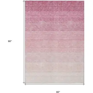 Photo of Pink And Ivory Ombre Washable Indoor Outdoor Area Rug