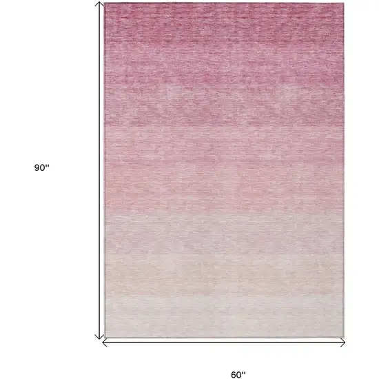Pink And Ivory Ombre Washable Indoor Outdoor Area Rug Photo 6