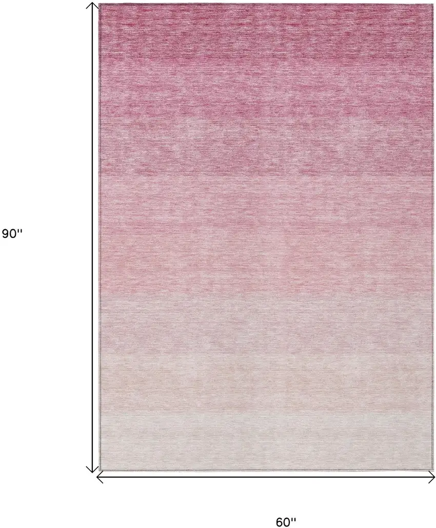 Pink And Ivory Ombre Washable Indoor Outdoor Area Rug Photo 6