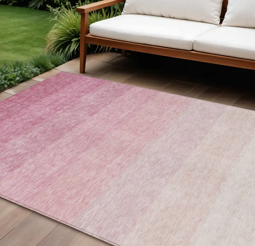 Pink And Ivory Ombre Washable Indoor Outdoor Area Rug Photo 1