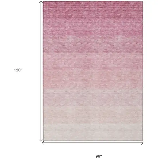 Pink And Ivory Ombre Washable Indoor Outdoor Area Rug Photo 3