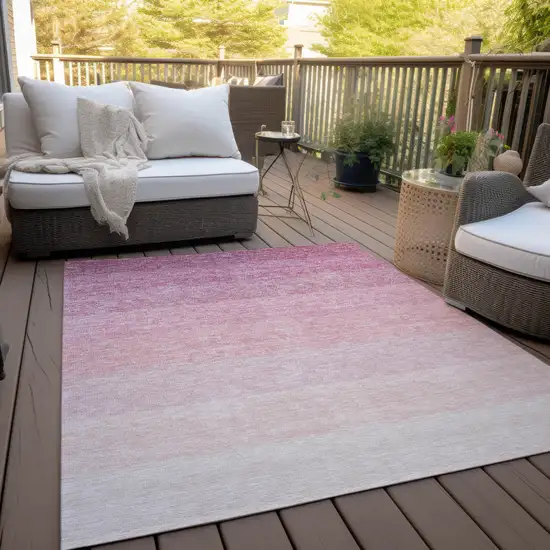 Pink And Ivory Ombre Washable Indoor Outdoor Area Rug Photo 9