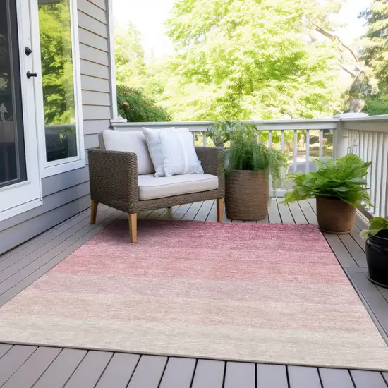 Pink And Ivory Ombre Washable Indoor Outdoor Area Rug Photo 7