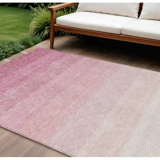 Pink And Ivory Ombre Washable Indoor Outdoor Area Rug Photo 1