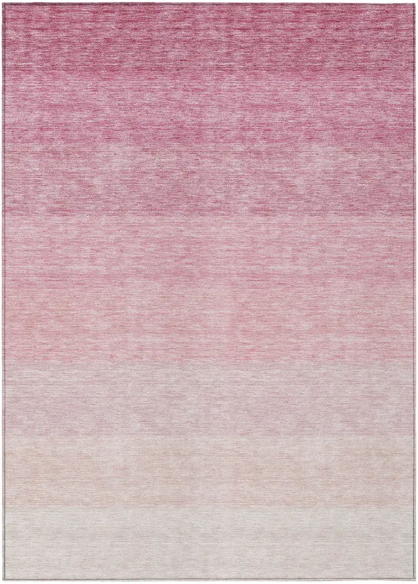 Pink And Ivory Ombre Washable Indoor Outdoor Area Rug Photo 2