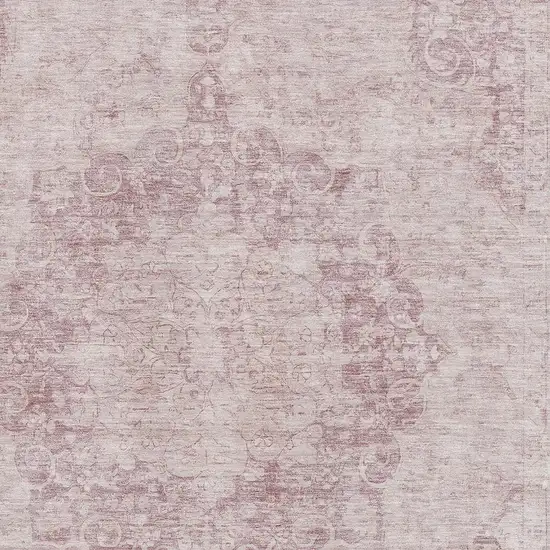 Pink And Ivory Oriental Washable Area Rug With UV Protection Photo 2