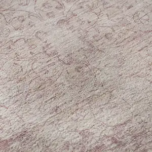 Photo of Pink And Ivory Oriental Washable Area Rug With UV Protection