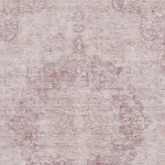 Pink And Ivory Oriental Washable Area Rug With UV Protection Photo 2