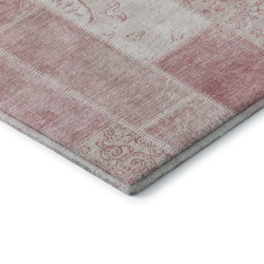 Pink And Ivory Patchwork Washable Area Rug With UV Protection Photo 7
