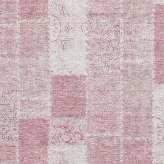 Pink And Ivory Patchwork Washable Area Rug With UV Protection Photo 2