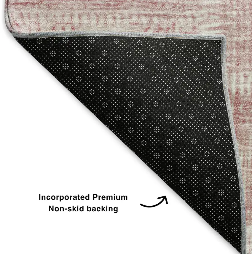 Pink And Ivory Patchwork Washable Area Rug With UV Protection Photo 6