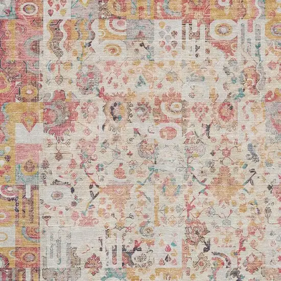 Pink And Ivory Patchwork Washable Area Rug With UV Protection Photo 3