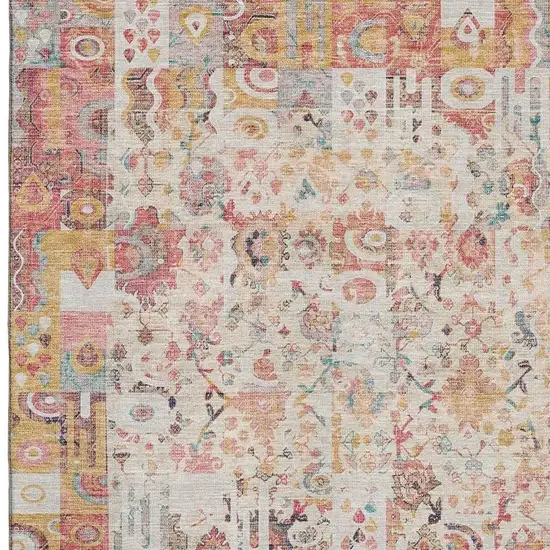 Pink And Ivory Patchwork Washable Area Rug With UV Protection Photo 3