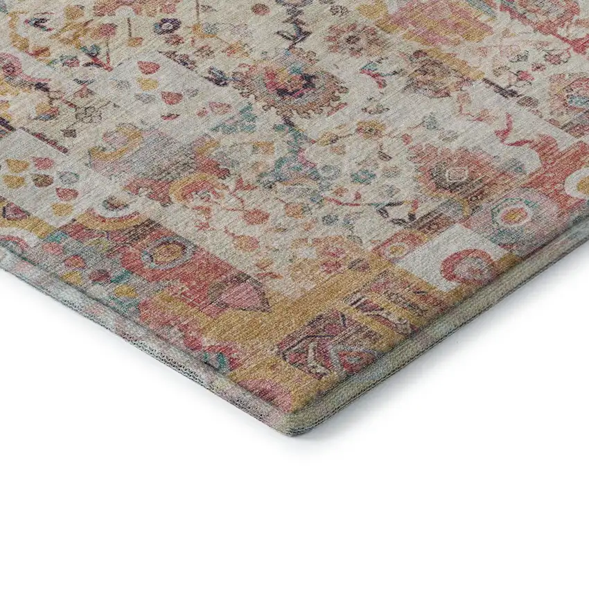 Pink And Ivory Patchwork Washable Area Rug With UV Protection Photo 7