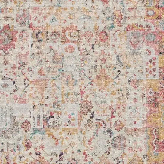 Pink And Ivory Patchwork Washable Area Rug With UV Protection Photo 3