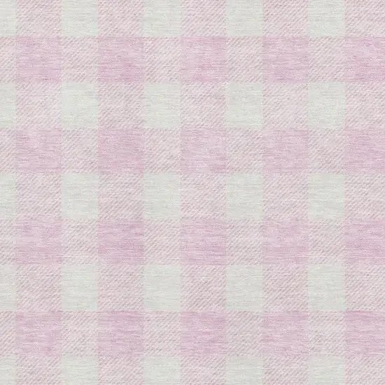 Pink And Ivory Plaid Washable Area Rug With UV Protection Photo 2