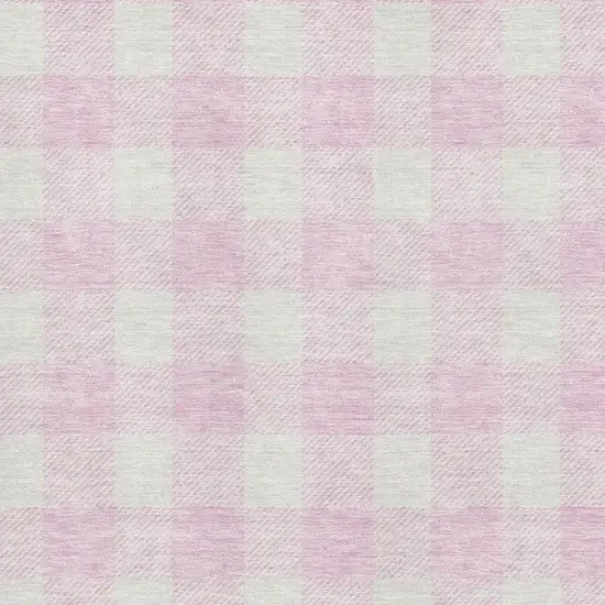 Pink And Ivory Plaid Washable Area Rug With UV Protection Photo 2