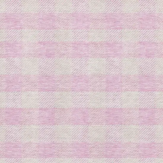 Pink And Ivory Plaid Washable Area Rug With UV Protection Photo 2