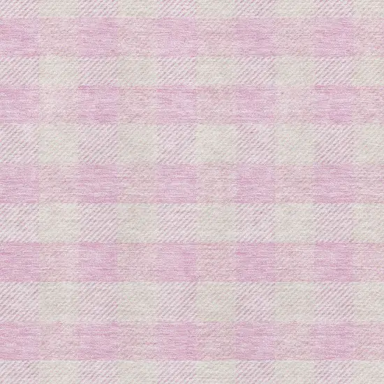 Pink And Ivory Plaid Washable Area Rug With UV Protection Photo 2