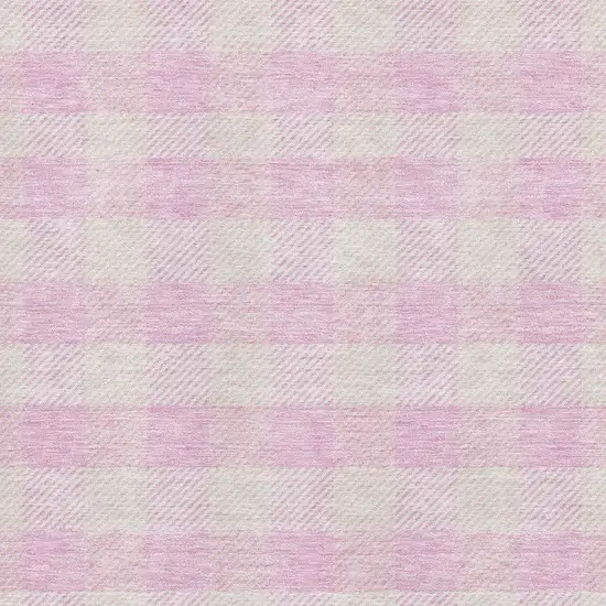 Pink And Ivory Plaid Washable Area Rug With UV Protection Photo 2